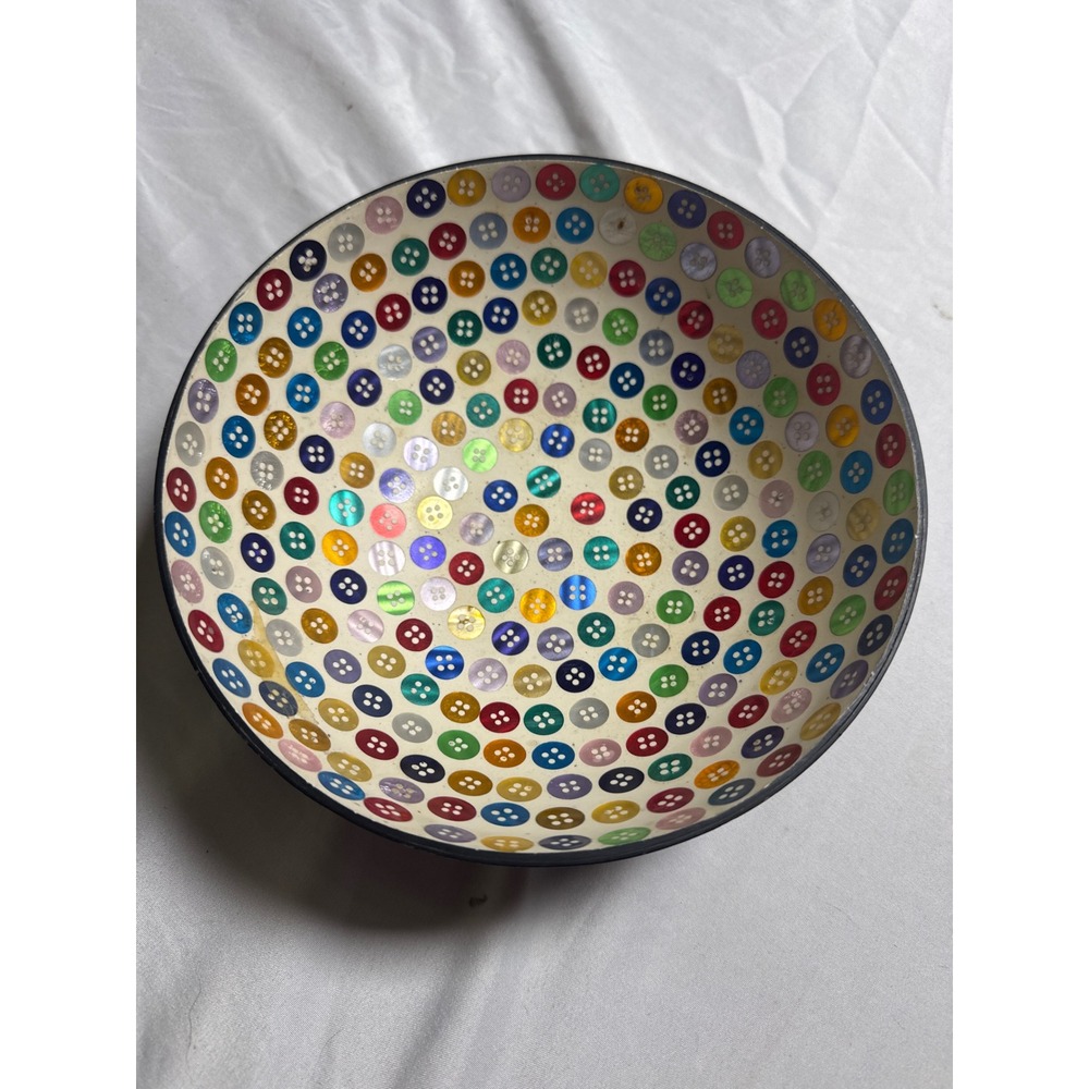 Button Mosaic Bowl 7in Excellent Button Mosaic Decor white